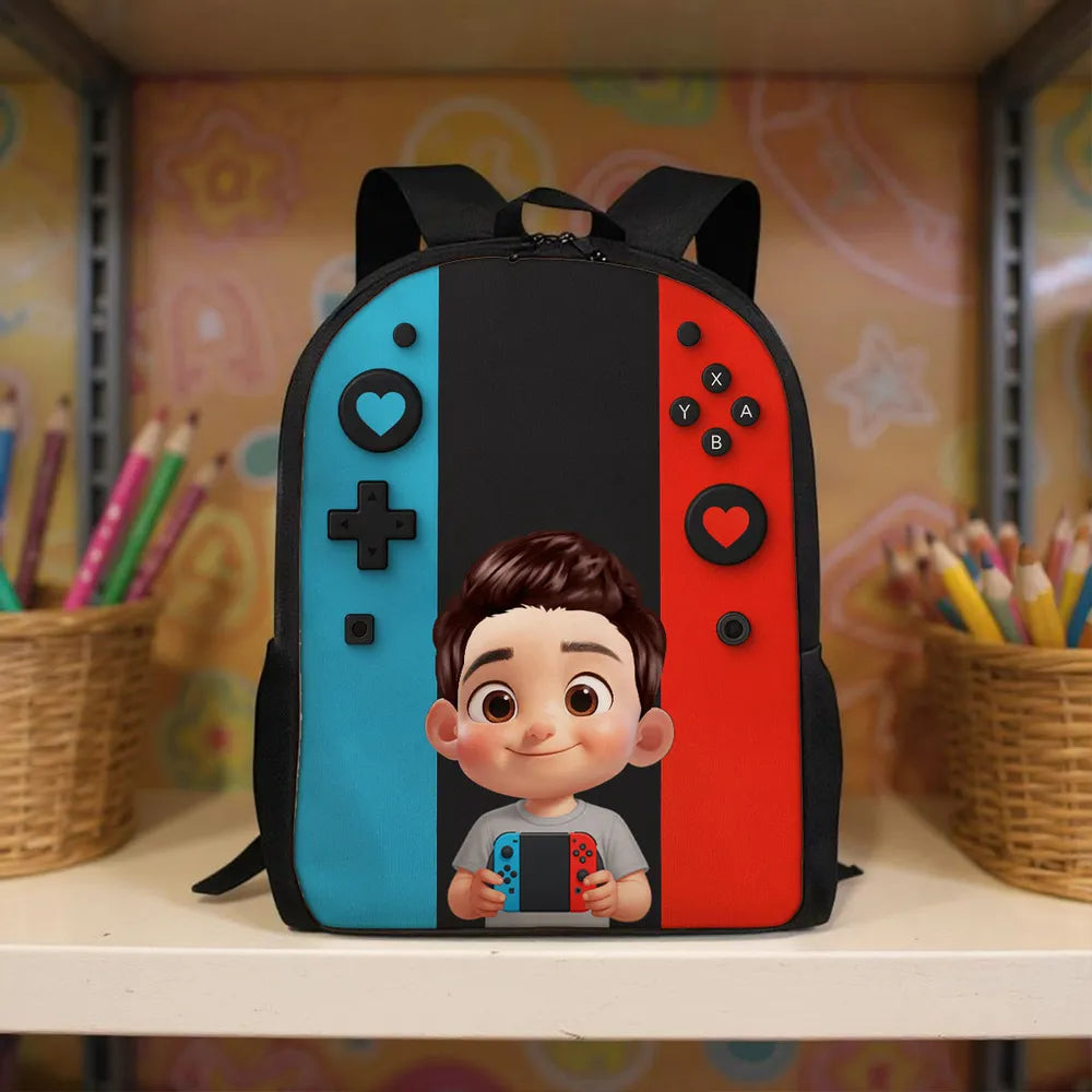 Personalized Gamer Backpack for Boys Girls, Back to School Backpack for Kids (Kid's Name is Optional)