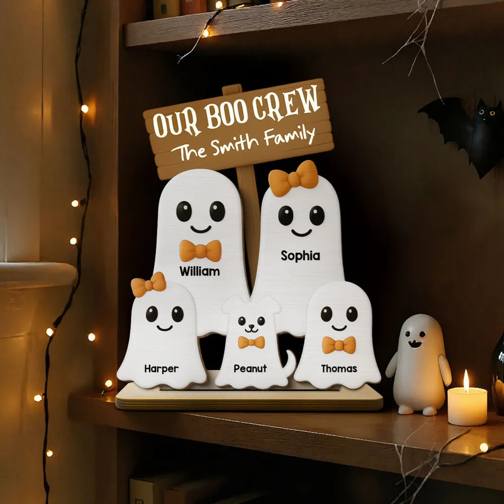 Halloween Boo Family Personalized 2-Layer Standing Wooden Plaque