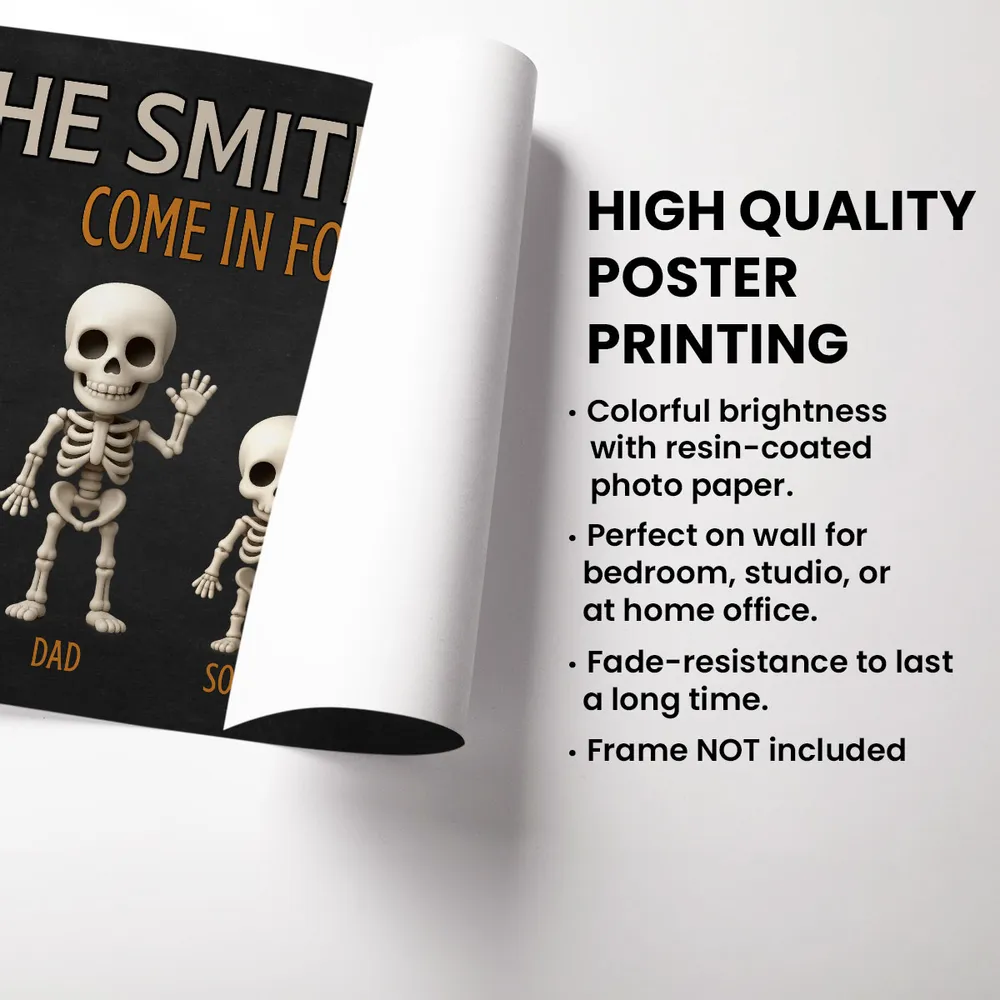 3D Effect Halloween Spooky Funny Skeleton Family Personalized Poster