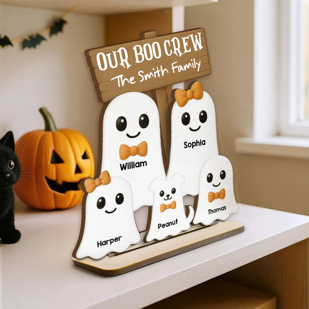 Halloween Boo Family Personalized 2-Layer Standing Wooden Plaque