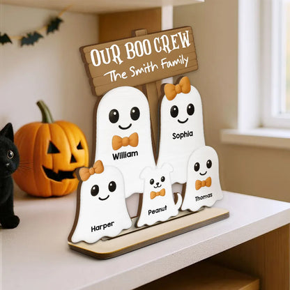Halloween Boo Family Personalized 2-Layer Standing Wooden Plaque