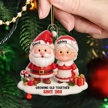 Santa Couple Growing Old Together Personalized Acrylic Ornament, Anniversary, Christmas Gift for him, Gift for her