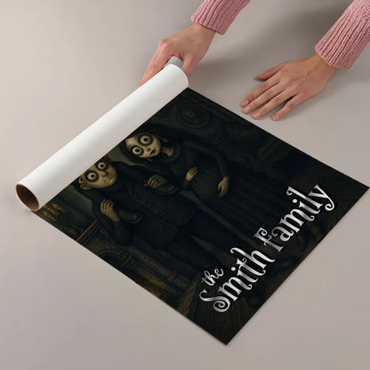 Custom Gothic Family Portrait from Photo Personalized Poster, Halloween Decor