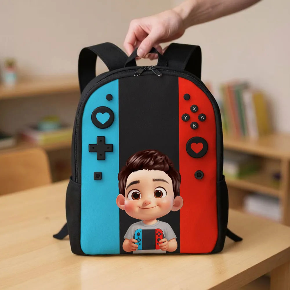 Personalized Gamer Backpack for Boys Girls, Back to School Backpack for Kids (Kid's Name is Optional)