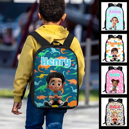 Rainbow Dinosaur Unicorn Personalized Kid Backpack, Back to School Backpack for Boys, Girls, 12 Different Designs