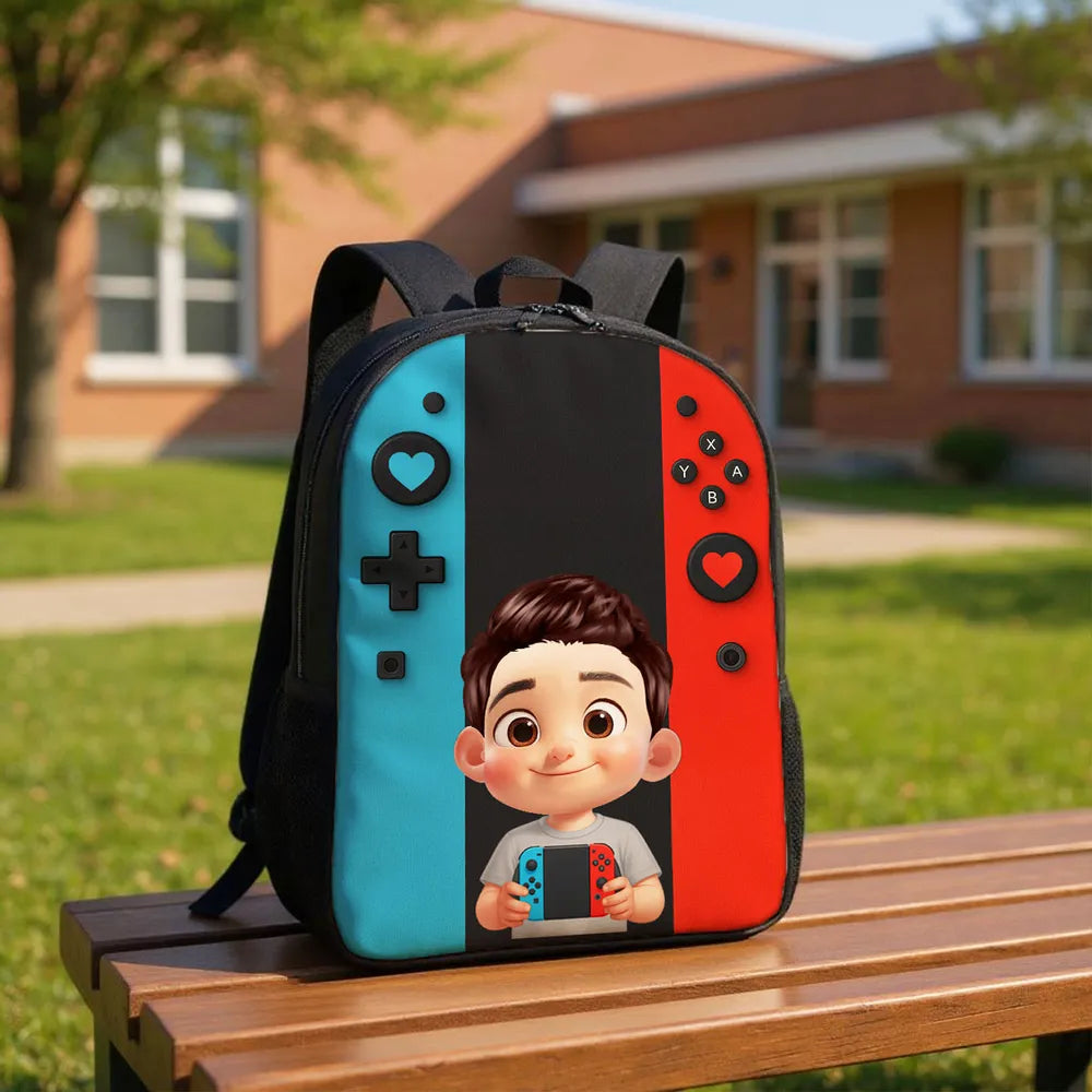 Personalized Gamer Backpack for Boys Girls, Back to School Backpack for Kids (Kid's Name is Optional)