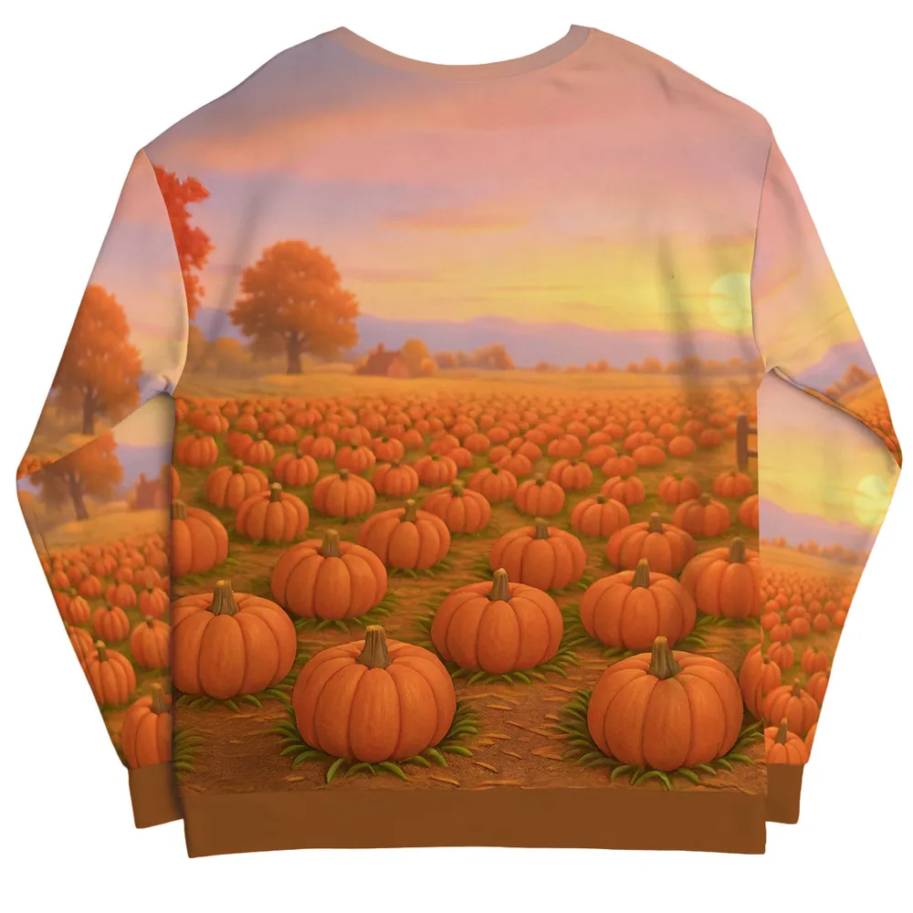 Fall Scarecrow Grandma with Pumpkins Grandkids Names 3D Effect Personalized Sweatshirt