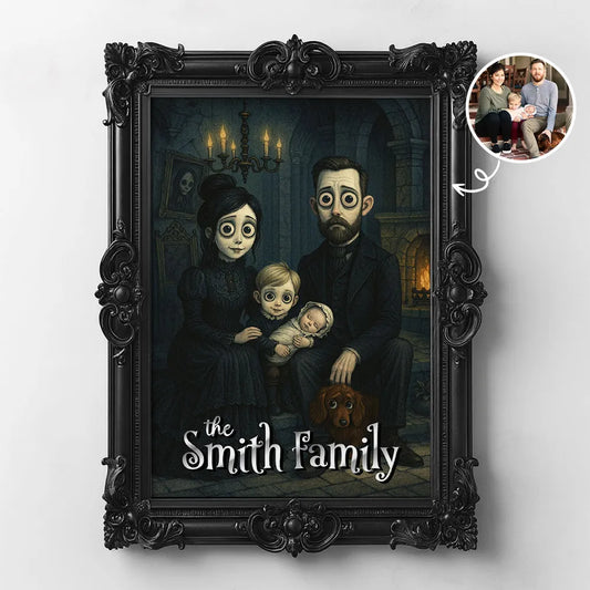 Custom Gothic Family Portrait from Photo Personalized Poster, Halloween Decor