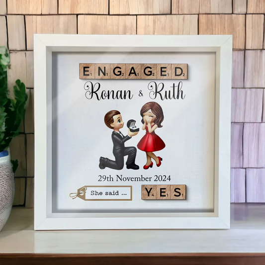 Personalized Couple Engagement Gift Photo Frame, Marriage Proposal Custom Just Engaged Valentine's Day Gifts for Couples