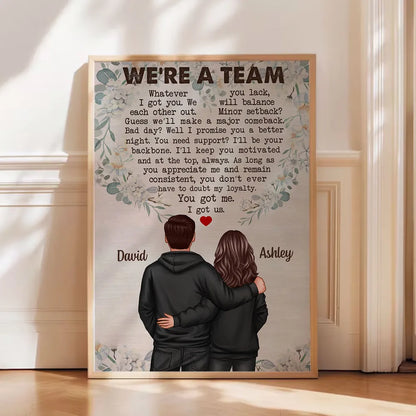 We're A Team Couple Back View Personalized Poster, Valentine's Day, Anniversary Gift For Him, For Her