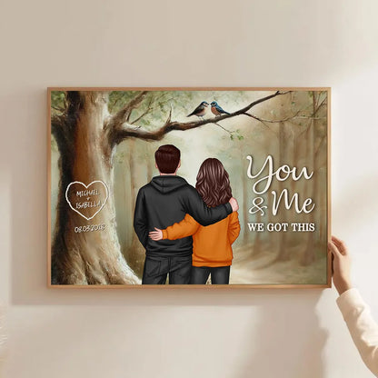 Couple Birds On Tree Personalized Poster, Anniversary, Valentine's Day Gift for him, Gift for her