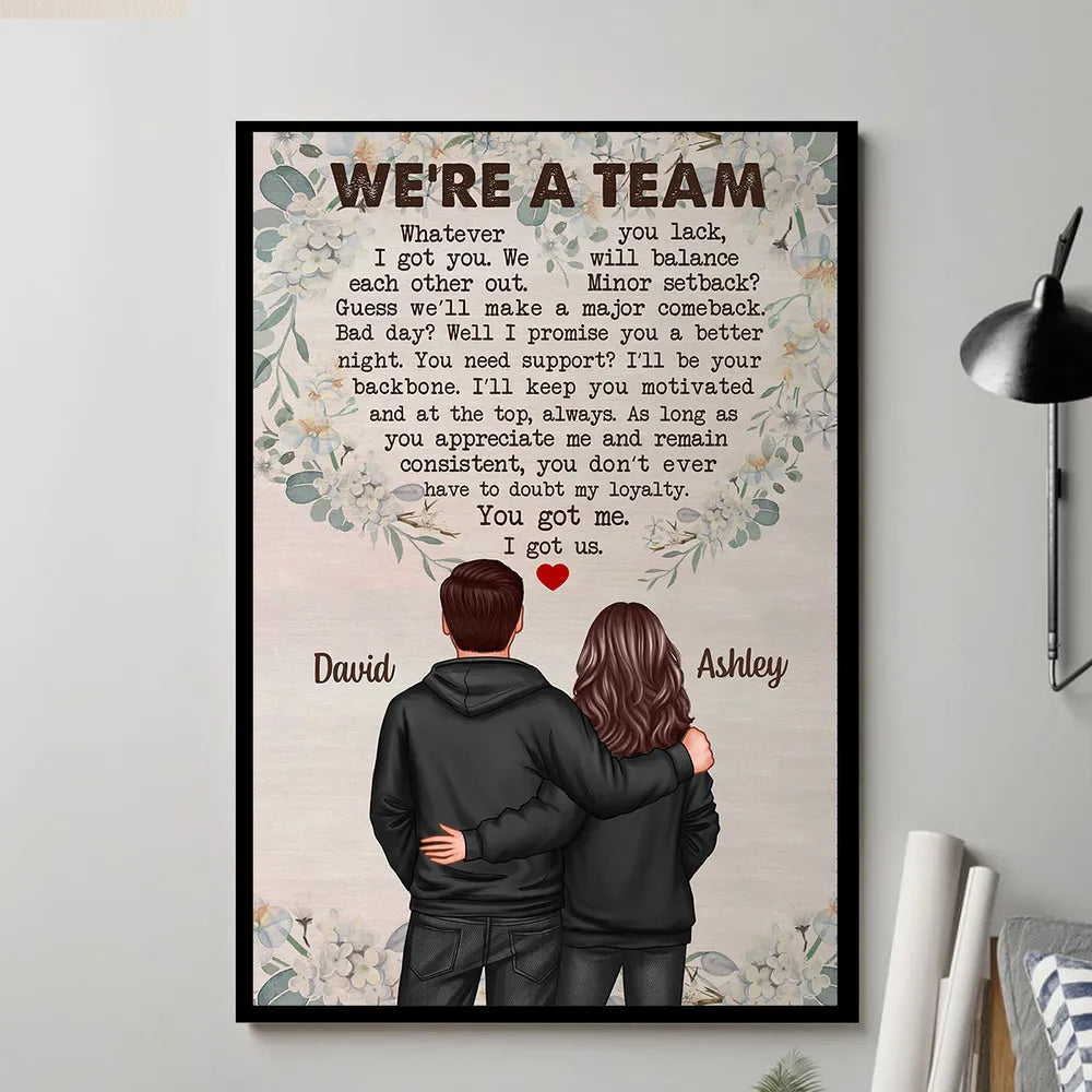 We're A Team Couple Back View Personalized Poster, Valentine's Day, Anniversary Gift For Him, For Her