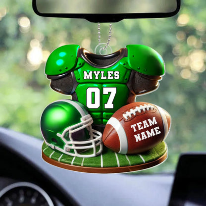 Football Jersey Uniform 3D Effect Personalized Acrylic Car Hanger Ornament, Gift for him, Gift for boyfriend, Gift for son