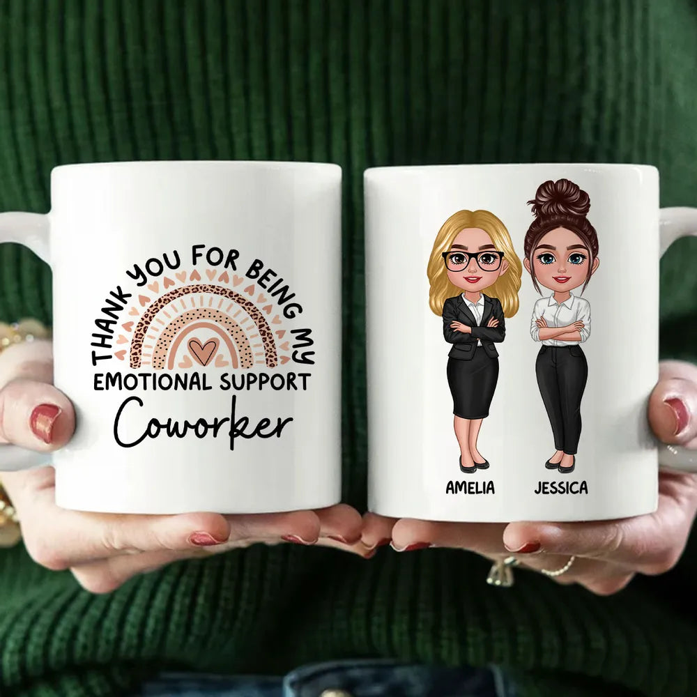 Thank You For Being My Emotional Support Coworker Gift For Colleagues Personalized Mug