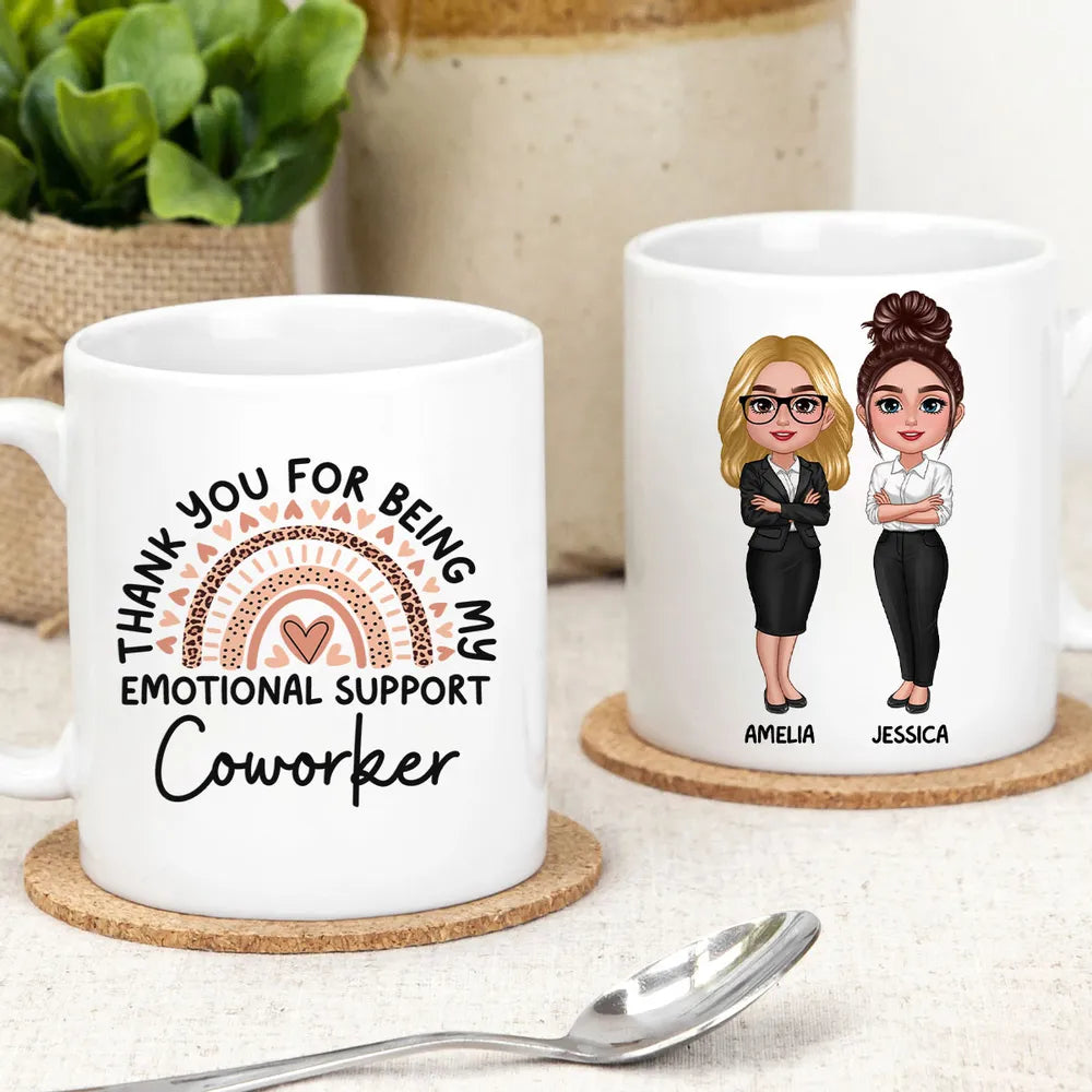 Thank You For Being My Emotional Support Coworker Gift For Colleagues Personalized Mug