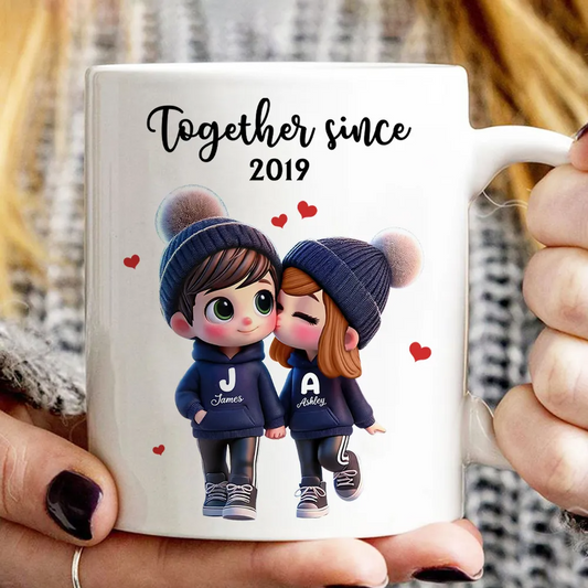 Cute Cartoon Couple Together Since - Personalized Mug