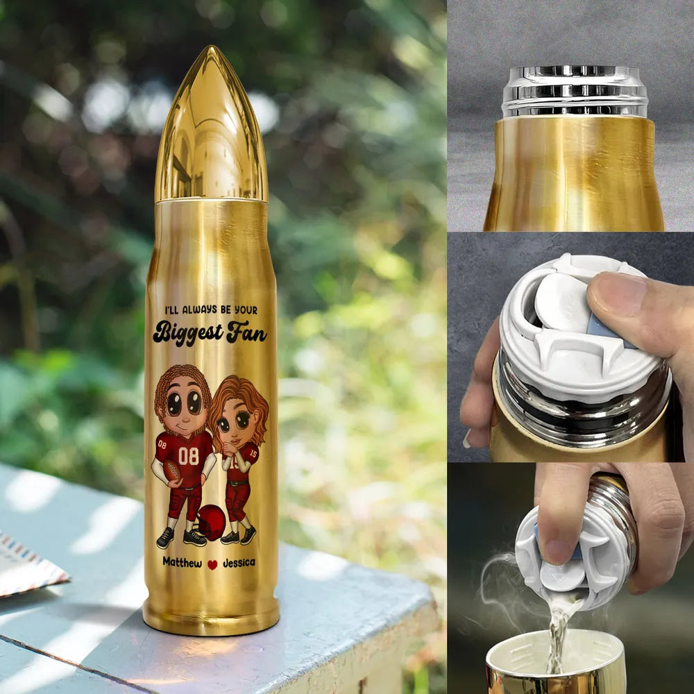 Personalized Y2K Football Couple Bullet Tumbler, Valentine's Day Gift for Couples