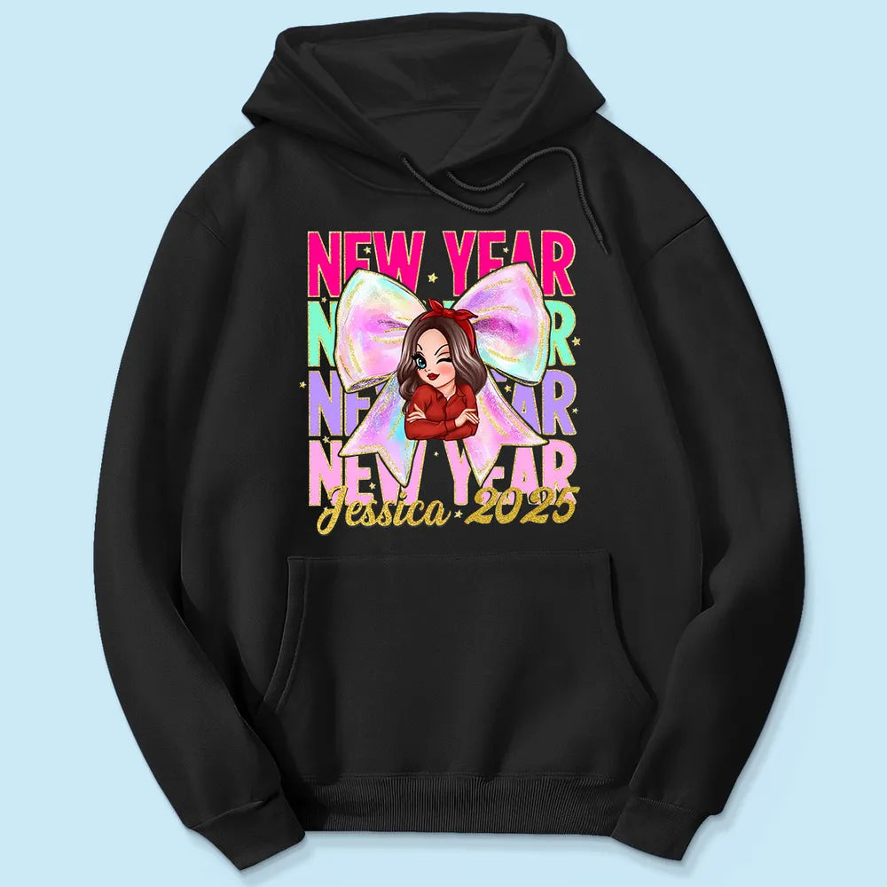 New year Coquette 2025, Happy New Year 2025 Retro Personalized Shirt, 12 New Chapters