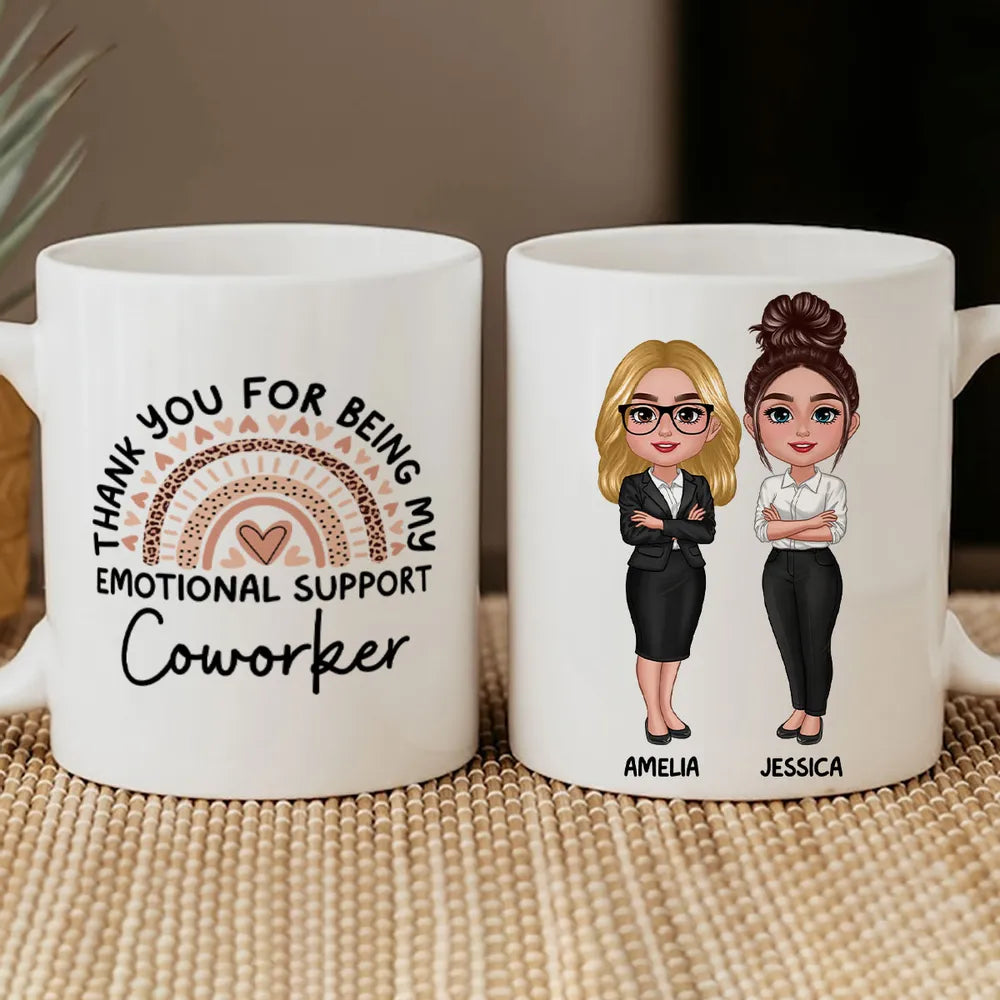 Thank You For Being My Emotional Support Coworker Gift For Colleagues Personalized Mug