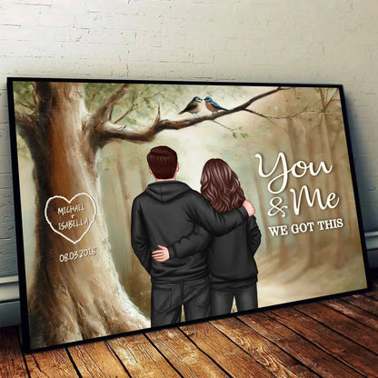 Couple Birds On Tree Personalized Poster, Anniversary, Valentine's Day Gift for him, Gift for her