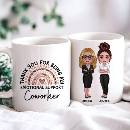 Thank You For Being My Emotional Support Coworker Gift For Colleagues Personalized Mug