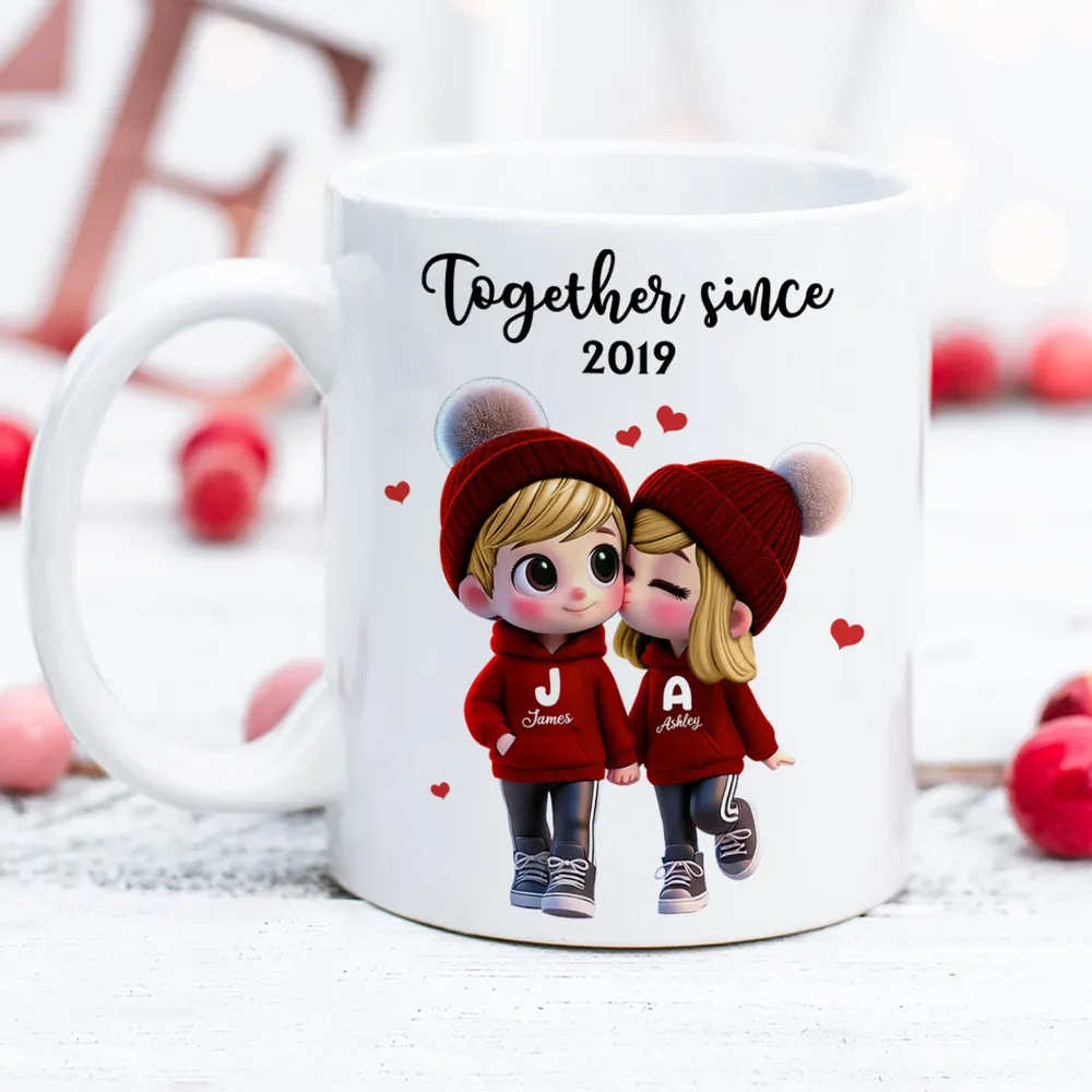 Cute Cartoon Couple Together Since - Personalized Mug