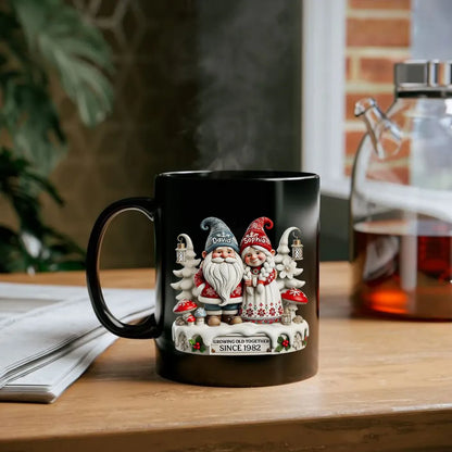 3D Effect Gnome Couple Together Christmas Personalized Mug, Heartfelt Gift For Couple, For Him, For Her, Husband, Wife