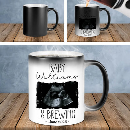 Personalized Baby Announcement Color Changing Mug, Pregnancy Reveal To Grandparents or Aunt and Uncle, to Husband, Baby Coming Soon