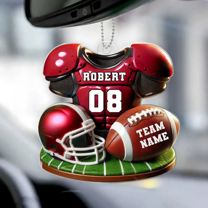 Football Jersey Uniform 3D Effect Personalized Acrylic Car Hanger Ornament, Gift for him, Gift for boyfriend, Gift for son