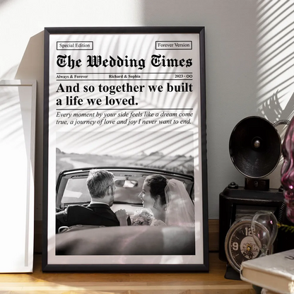 Couple Newspaper Anniversary Gift Valentine's Day Gift Photo Collage Personalized Poster