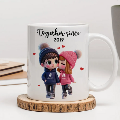 Cute Cartoon Couple Together Since - Personalized Mug