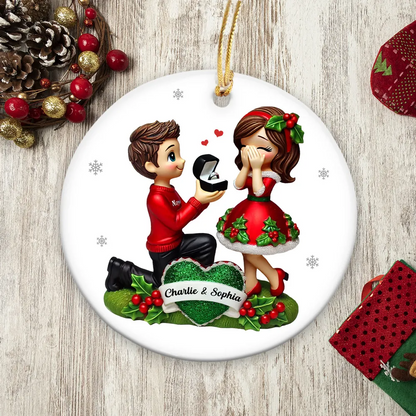 This Year We Got Engaged - Personalized Circle Acrylic Ornament