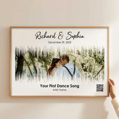 Couple First Dance Song QR Code Wedding Anniversary Gift Photo Inserted Personalized Poster