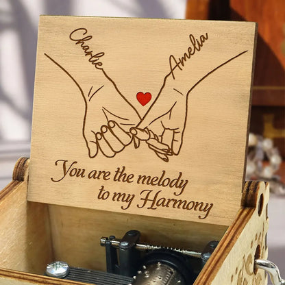 Couple Hand In Hand Engraving Custom Song Mechanical Music Box, Couple Upload Photo Personalized Music Box, Unique Anniversary Valentine's Day Gift for Him, For Her