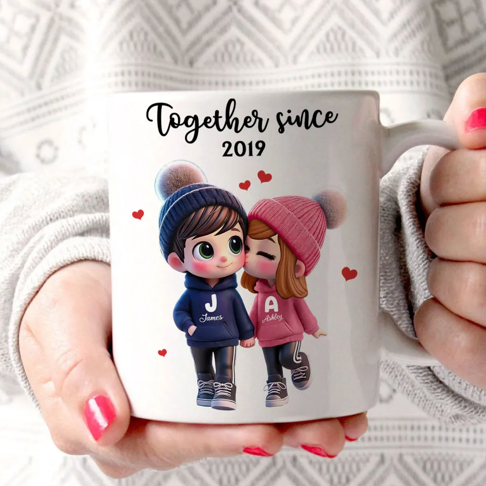 Cute Cartoon Couple Together Since - Personalized Mug