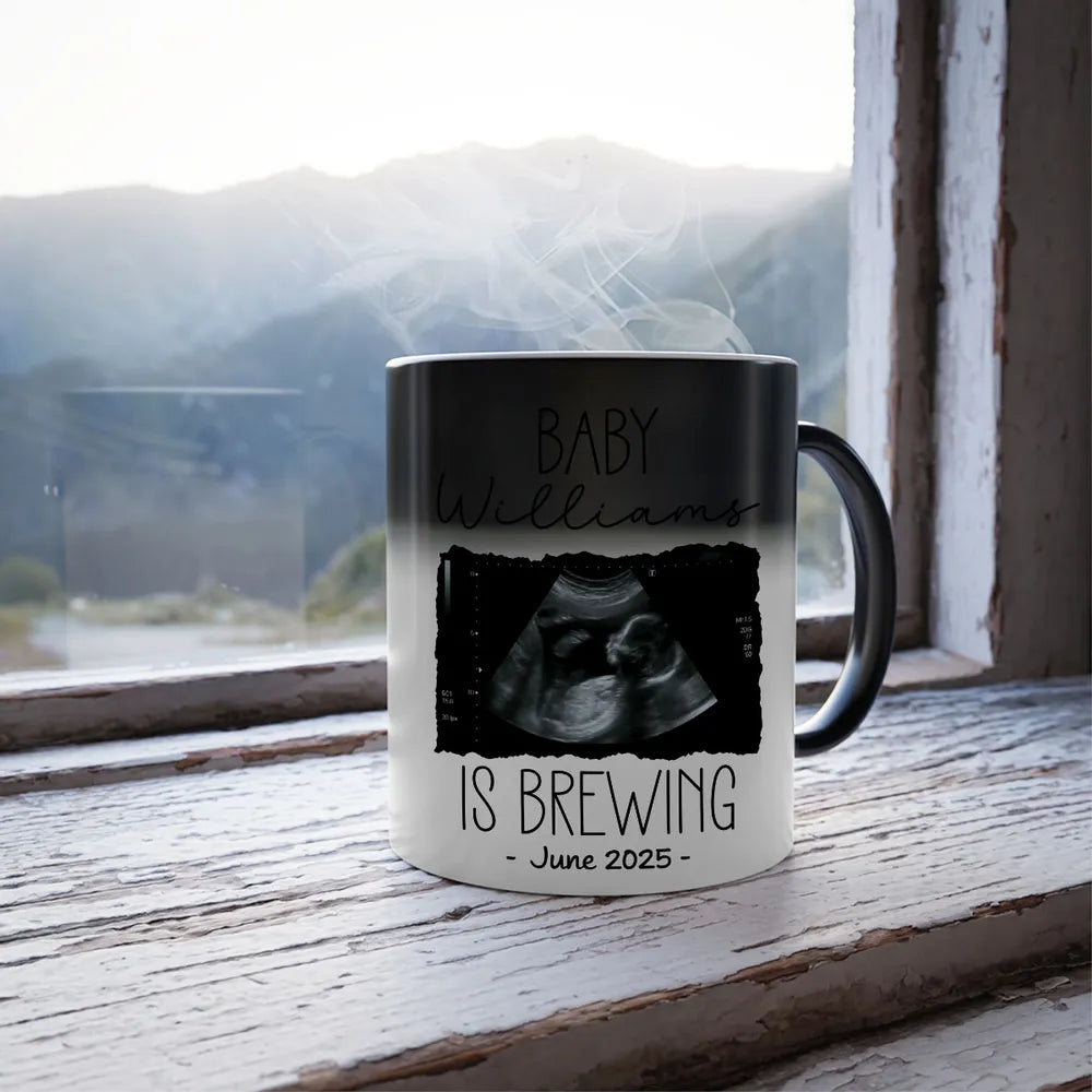 Personalized Baby Announcement Color Changing Mug, Pregnancy Reveal To Grandparents or Aunt and Uncle, to Husband, Baby Coming Soon