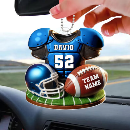 Football Jersey Uniform 3D Effect Personalized Acrylic Car Hanger Ornament, Gift for him, Gift for boyfriend, Gift for son