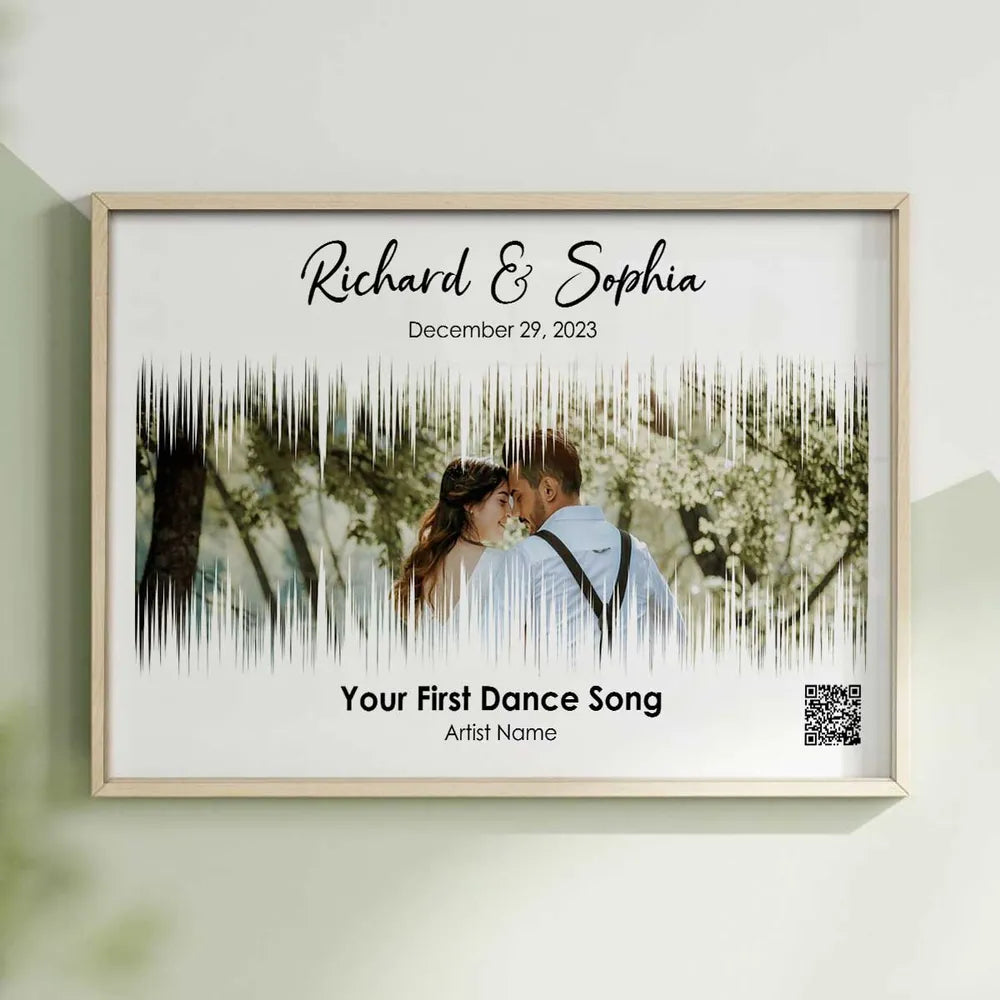 Couple First Dance Song QR Code Wedding Anniversary Gift Photo Inserted Personalized Poster