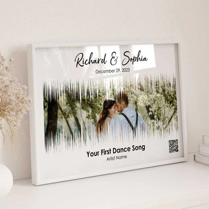 Couple First Dance Song QR Code Wedding Anniversary Gift Photo Inserted Personalized Poster