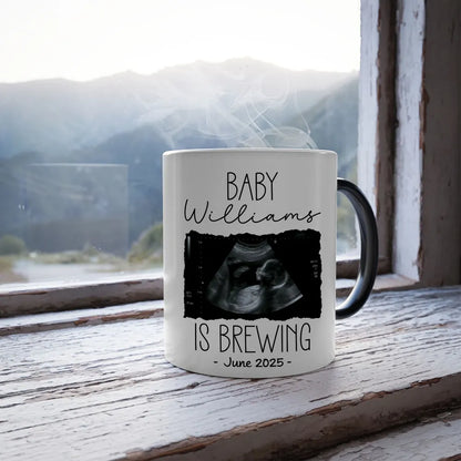 Personalized Baby Announcement Color Changing Mug, Pregnancy Reveal To Grandparents or Aunt and Uncle, to Husband, Baby Coming Soon