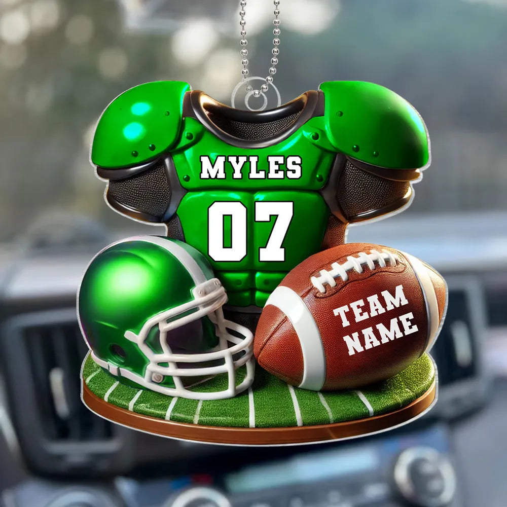 Football Jersey Uniform 3D Effect Personalized Acrylic Car Hanger Ornament, Gift for him, Gift for boyfriend, Gift for son