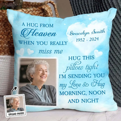 Personalized Memorial A Hug From Heaven Pillow 37130