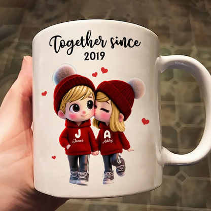 Cute Cartoon Couple Together Since - Personalized Mug