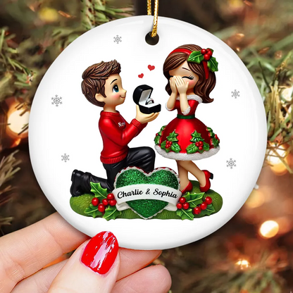 This Year We Got Engaged - Personalized Circle Acrylic Ornament