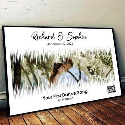 Couple First Dance Song QR Code Wedding Anniversary Gift Photo Inserted Personalized Poster