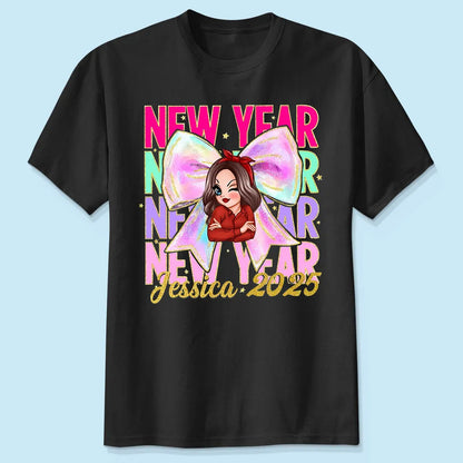 New year Coquette 2025, Happy New Year 2025 Retro Personalized Shirt, 12 New Chapters