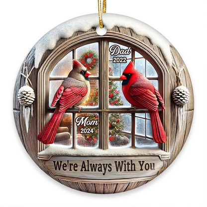 Memorial Cardinal Outside Window - Personalized Circle Acrylic Ornament