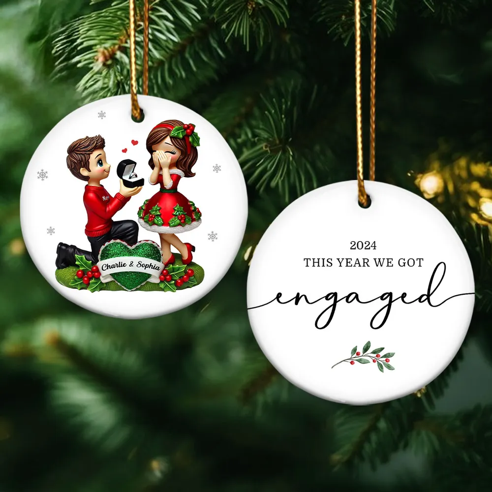 This Year We Got Engaged - Personalized Circle Acrylic Ornament