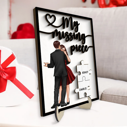 My Missing Piece Dancing Couple Personalized 2-Layer Wooden Plaque, Anniversary Gift, Valentine's Day Gift For Couple