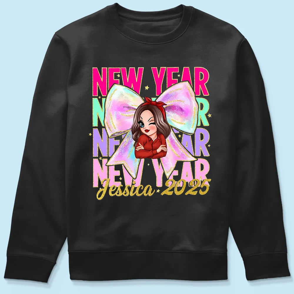 New year Coquette 2025, Happy New Year 2025 Retro Personalized Shirt, 12 New Chapters